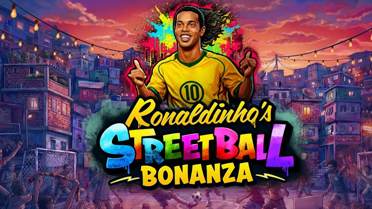 Interface mobile do slot Ronaldinho’s Streetball Bonanza com elementos de futebol de rua.